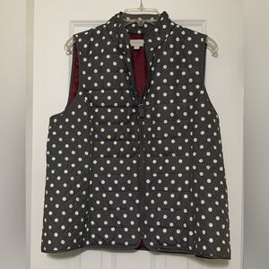 Polka Dot L Quilted Vest Talbots Outlet Brown Purple White